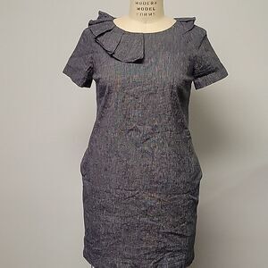 Banana Republic 💙 linen cotton sheeth dress with pockets, size 8P